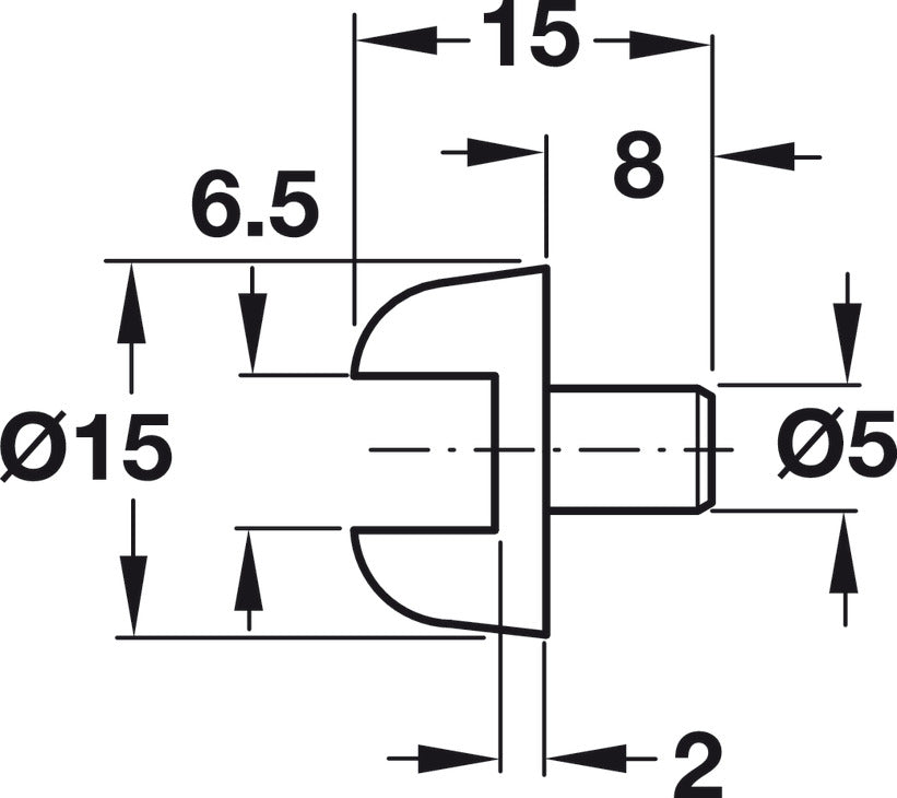 Glass Shelf Support, Plastic, Ø5 mm