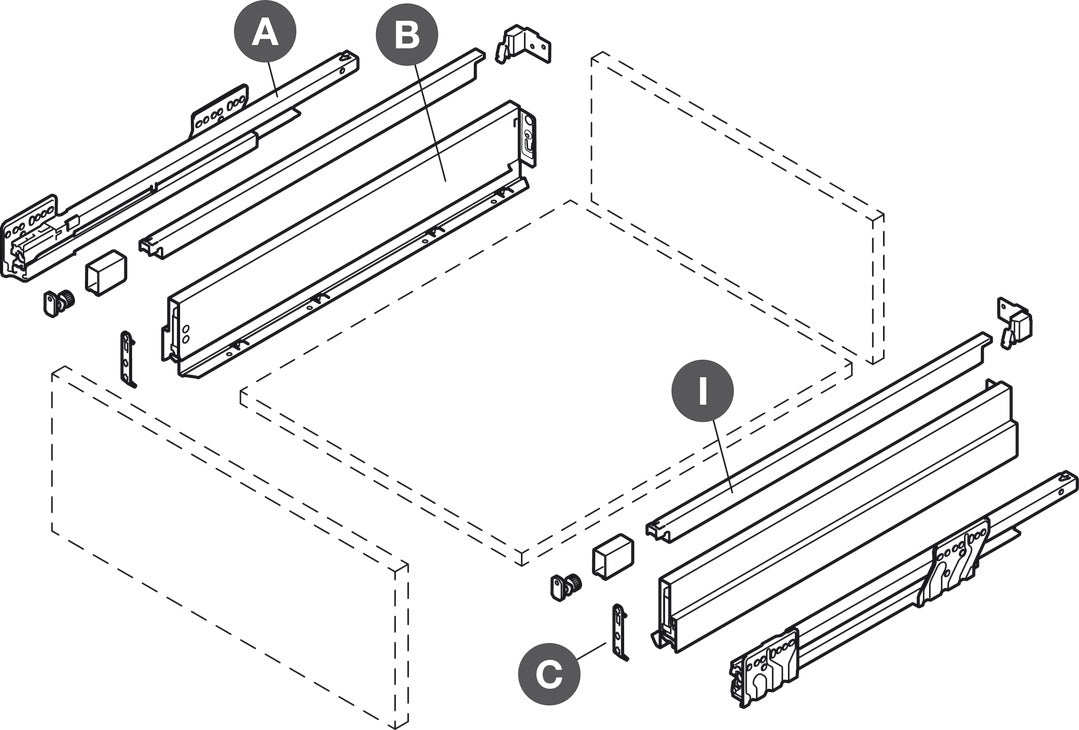Railing set, rectangular, For Nova Pro Scala drawers