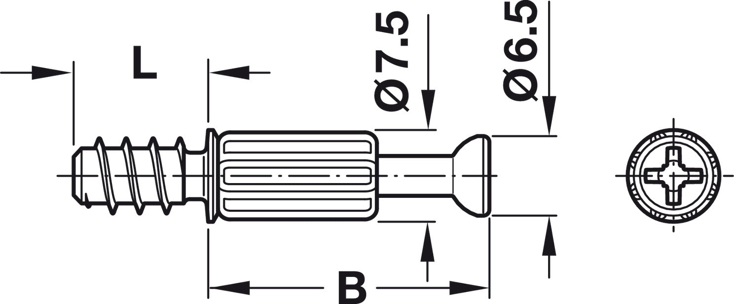 Connecting Bolt, S200, reduced play, System Minifix