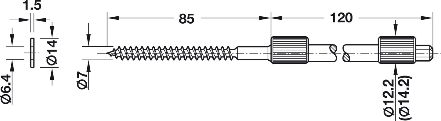 Shelf Support, 12 mm, Press-Fit Type