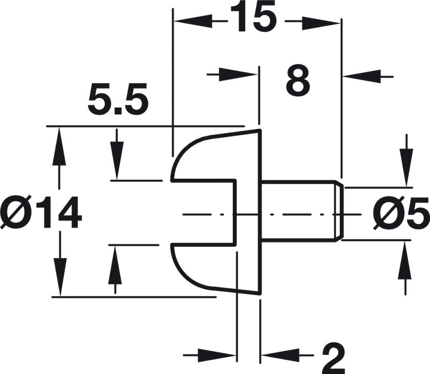 Glass Shelf Support, Plastic, Ø5 mm