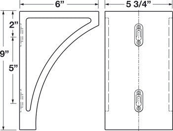 Corbel, 9" x 5 3/4" x 6" (H x W x D)