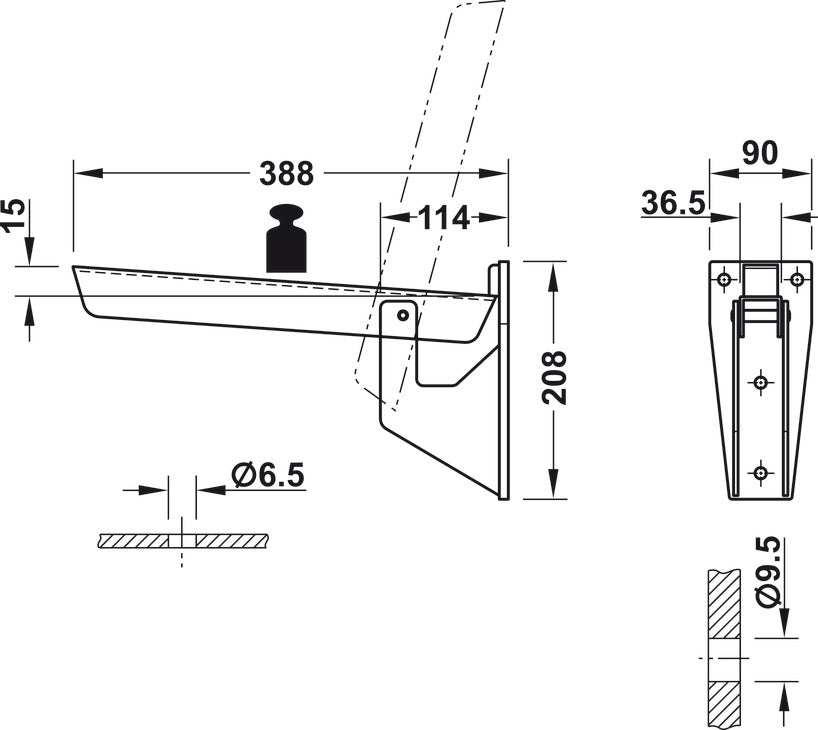 Folding Bench Bracket, Hebgo, Heavy Duty