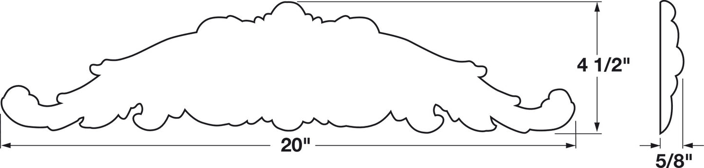 Onlay, 20" x 4 1/2" x 5/8" (W x H x D)