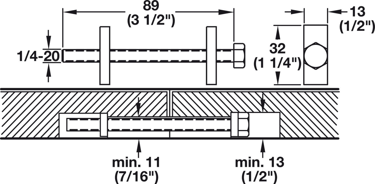 Zipbolt Work Surface Connector, Mini-UT