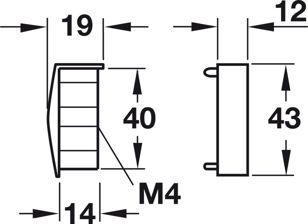L-Profile End Cap, Zinc alloy