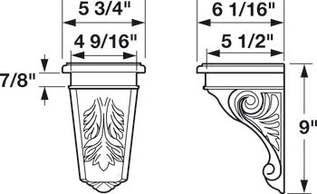 Corbel, 9" x 5 3/4" x 6 1/16" (H x W x D)
