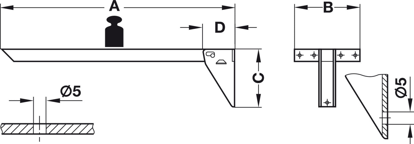 Folding Table Bracket, Tikla, Medium-Duty, Steel