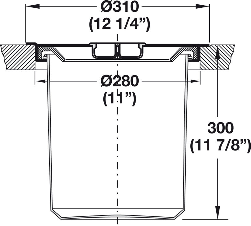 Single Waste Bin, for Flush or Surface Mounting