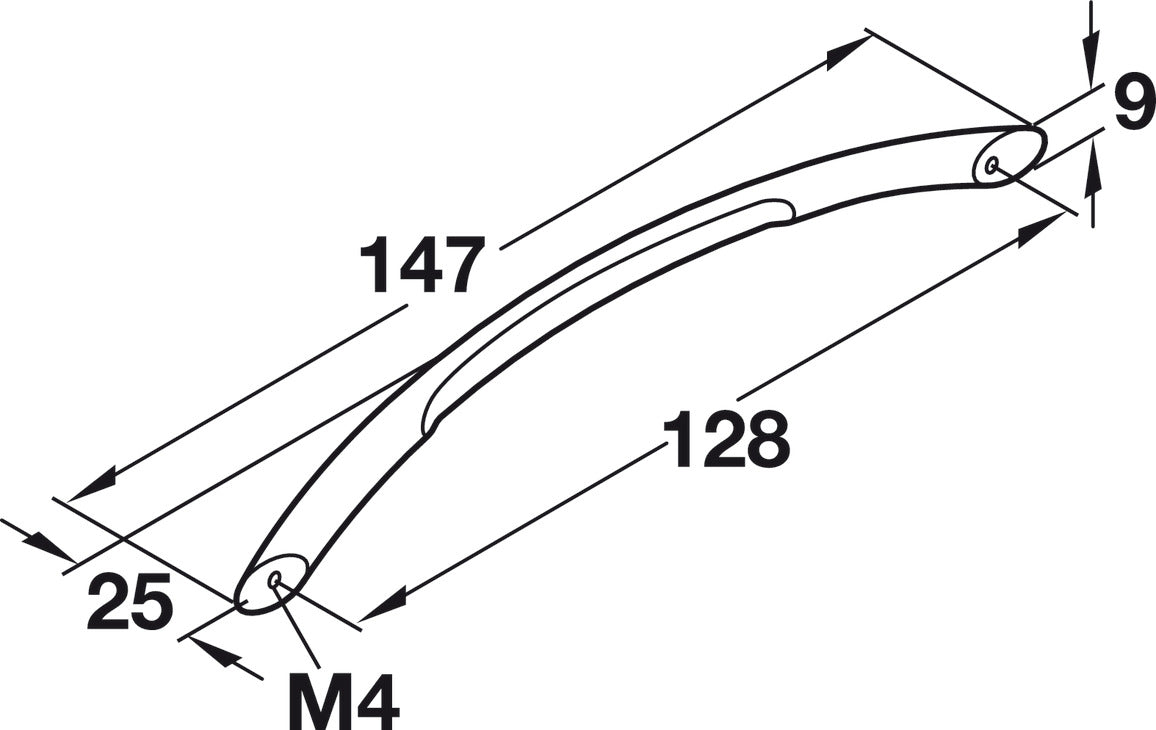 Handle, Zinc, Stainless Steel Look