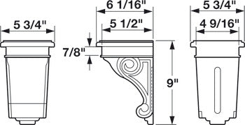 Corbel, 9 x 5 3/4 x 6 1/16" (H x W x D)