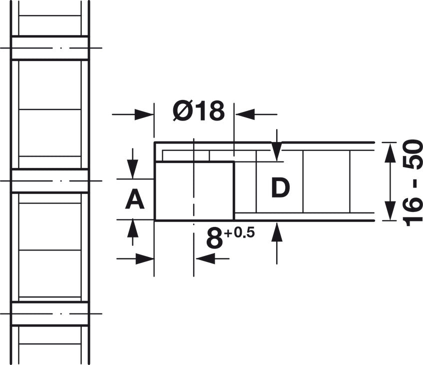 Tab V Boss Insert, Plastic