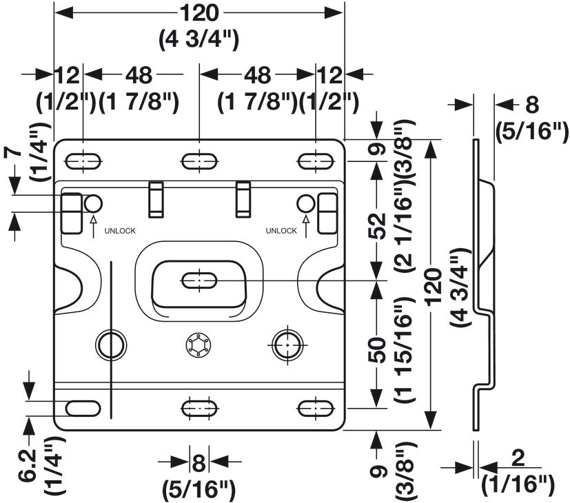Wall Plate, With hook-off protection, for cabinet hanger for base unit