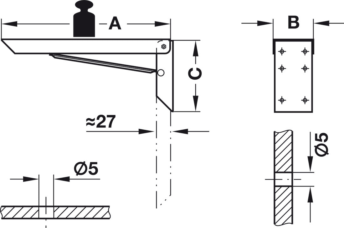 Folding Bracket, with Locking Device, 100 kg