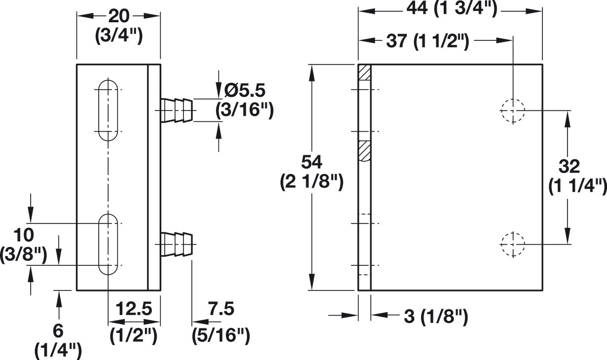 Rear Panel Bracket, for 32 mm Series Holes