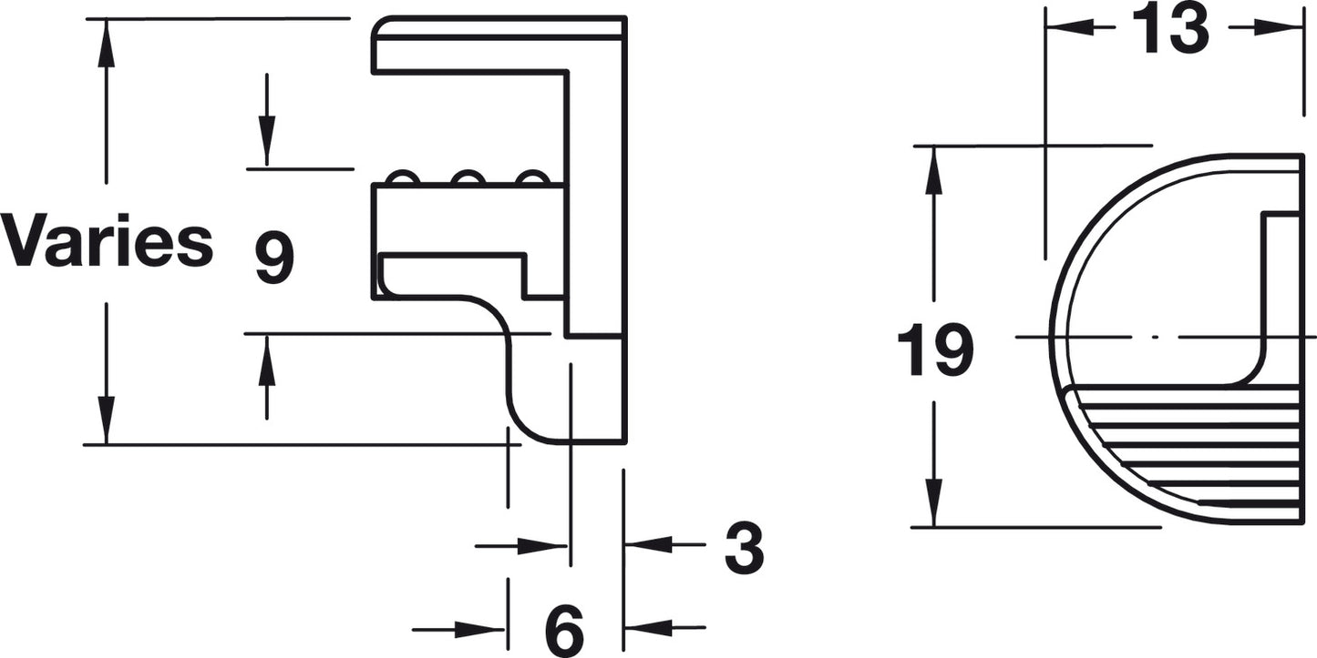 Glass Shelf Support, for Glass Thickness of 6/8/10 mm, Screw Mount