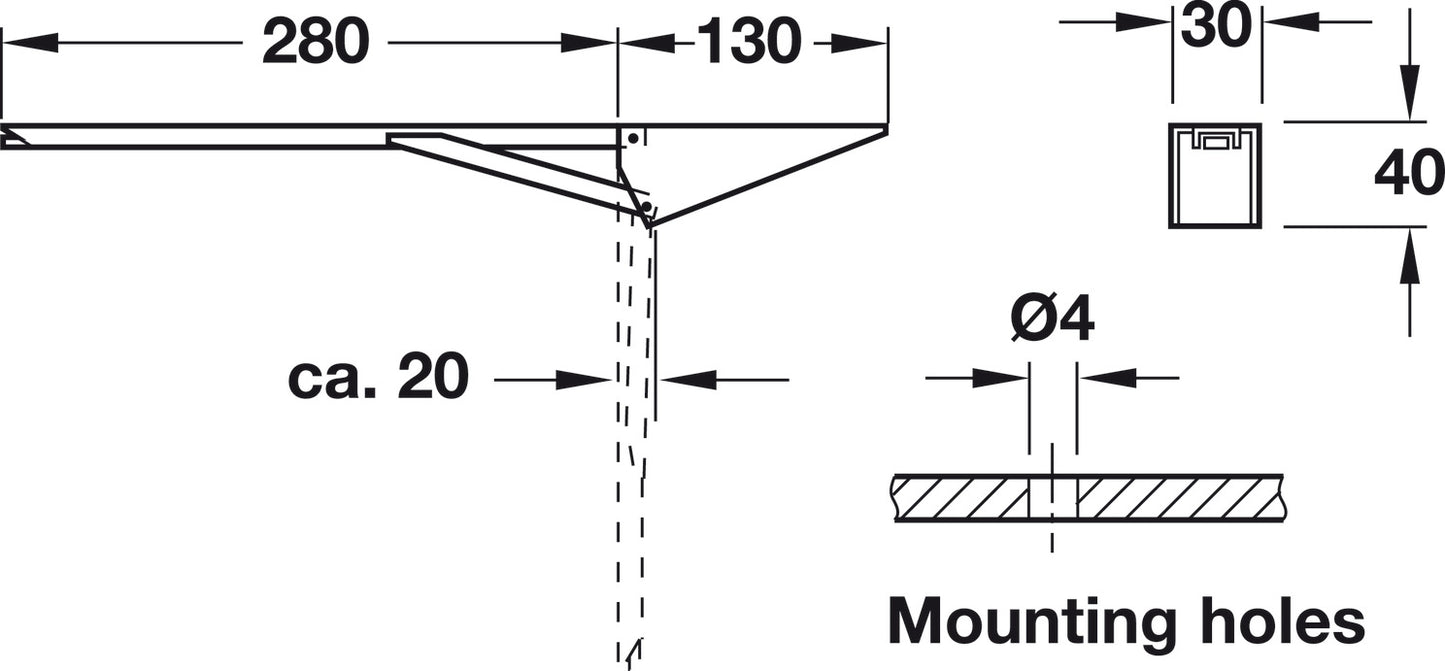 Hinged Spring Bracket, For table extension, folding