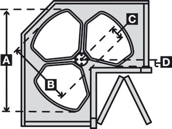 Corner Recycling Bin, KV, Triple Bin