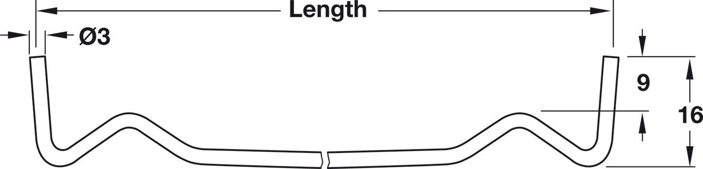 Swedish-Type Shelf Support, Ø3 mm