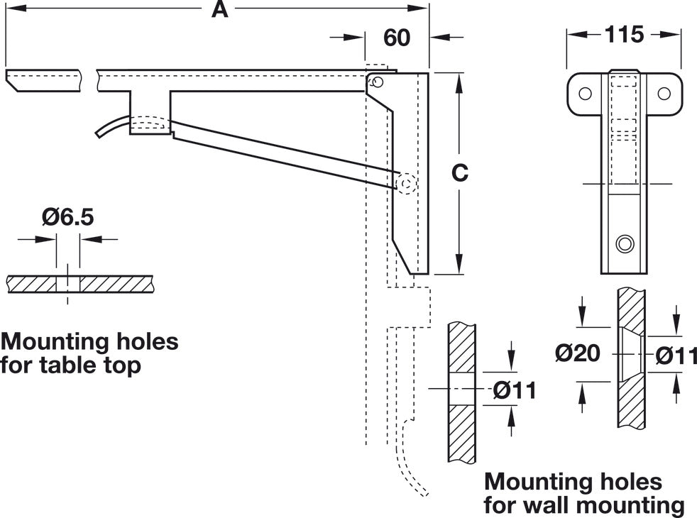 Folding Table Bracket, Hebgo, Heavy-Duty