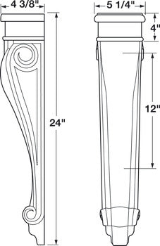 Corbel, 24" x 5 1/4" x 4 3/8" (H x W x D)