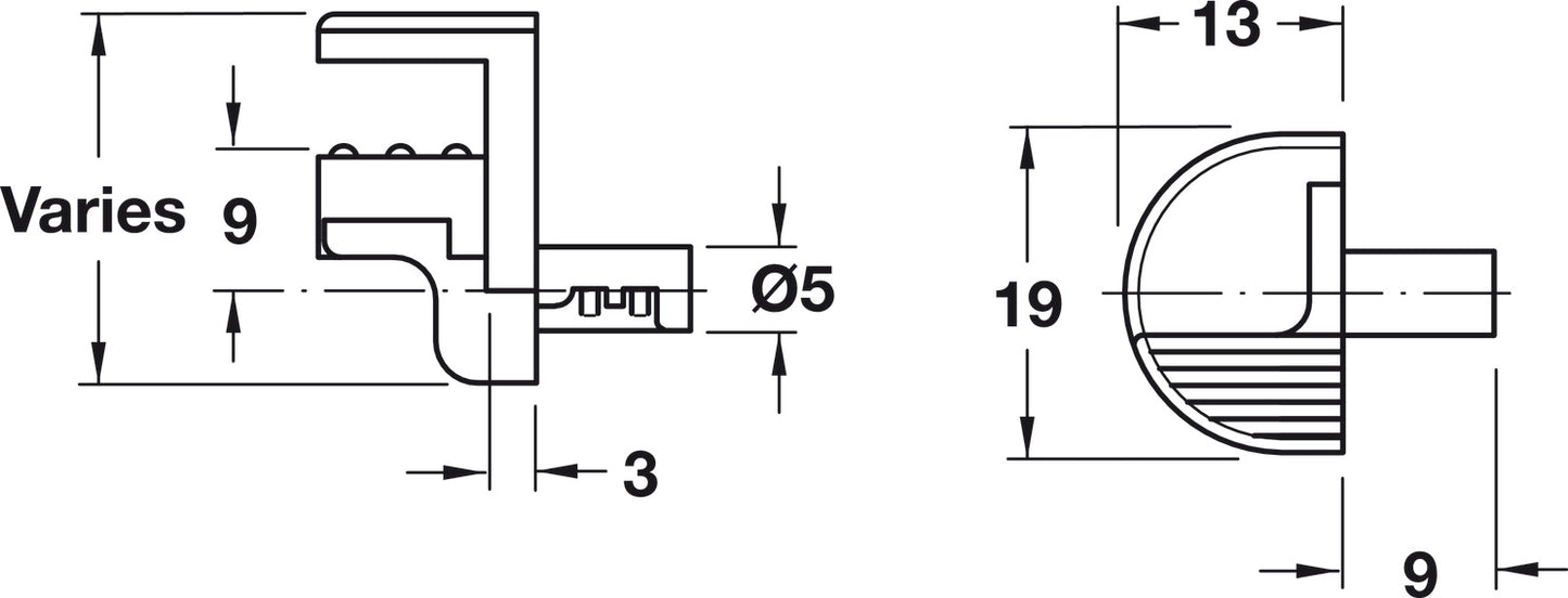Glass Shelf Support, for Glass Thickness of 6/8/10 mm