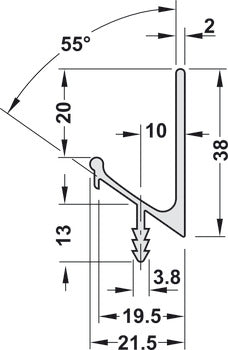Continuous Handle, Anodized Silver, Matt aluminum