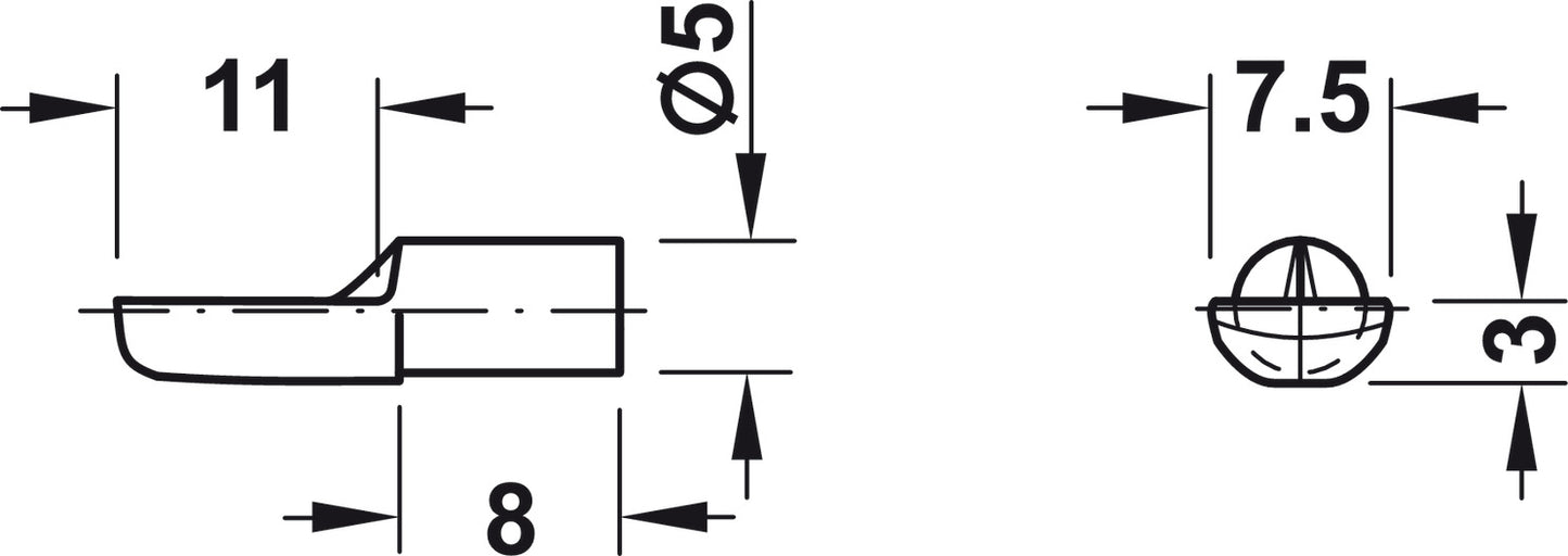 Shelf Support, Anti-Slip, Ø5 mm