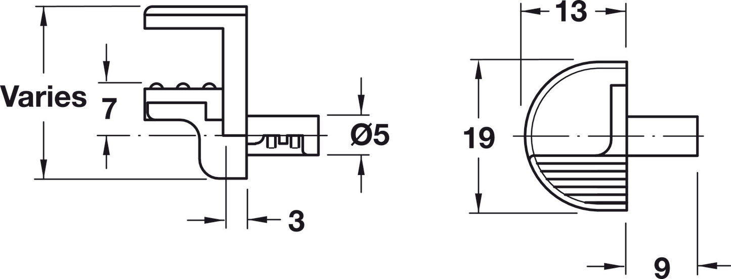Glass Shelf Support, for Glass Thickness of 8/10/12 mm