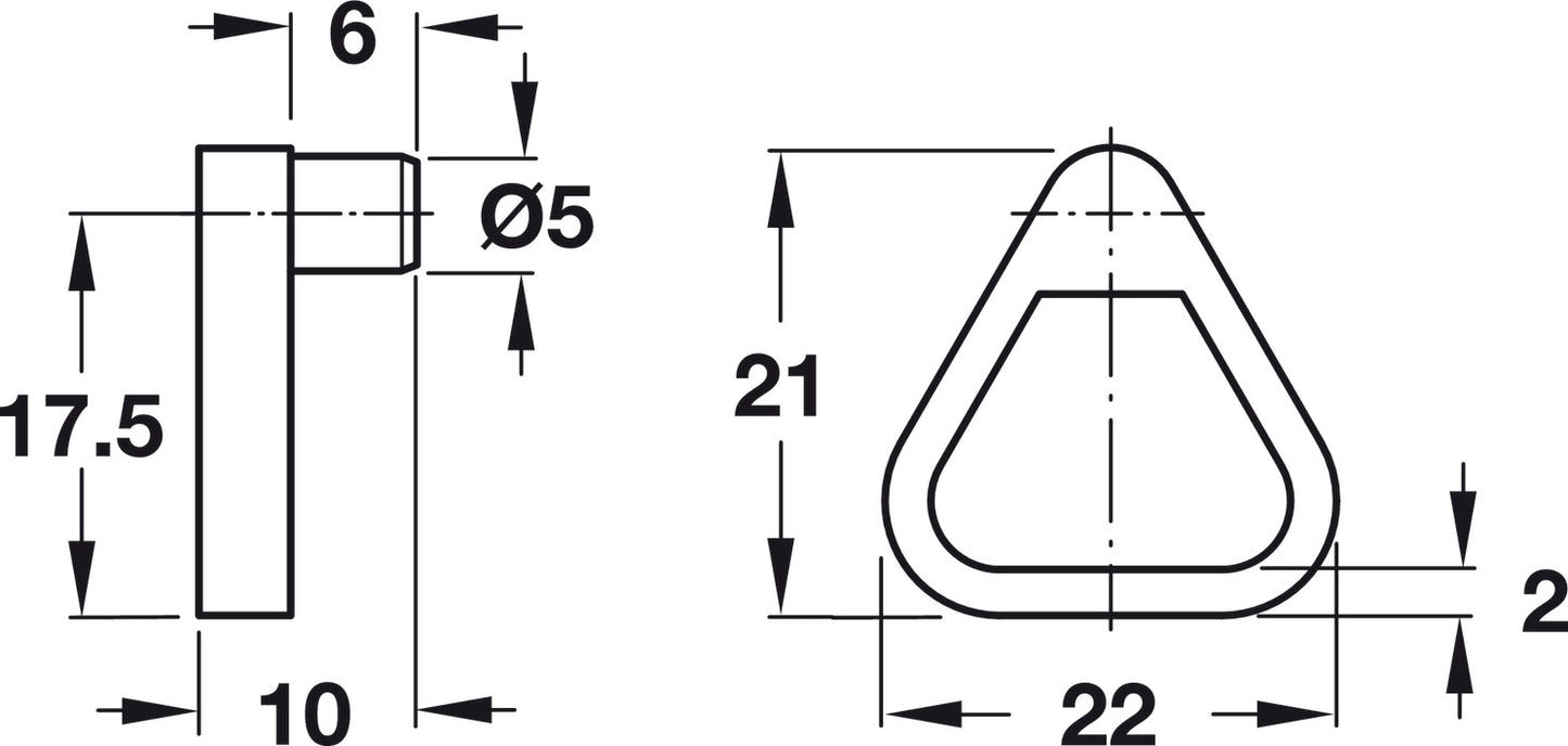 Shelf Hold Downs, for 16 mm Shelf, Ø5 mm