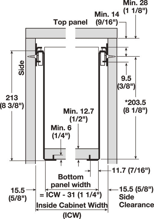 Single-Wall Metal Drawer System, Grass Zargen 6436 (Side Height: 8 3/8")
