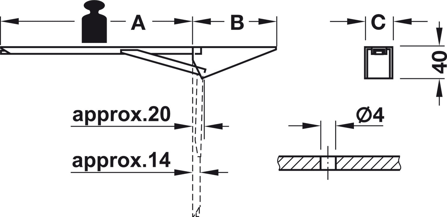 Hinged Spring Bracket, For table extension, folding