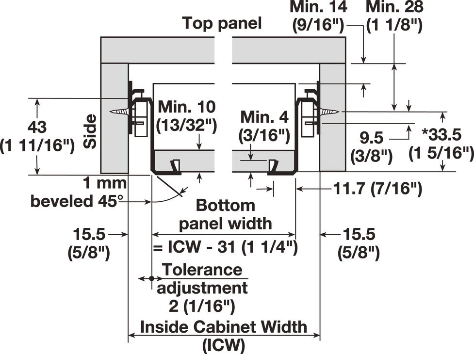 Single-Wall Metal Drawer System, Grass Zargen 6035 (Side Height: 1 11/16")