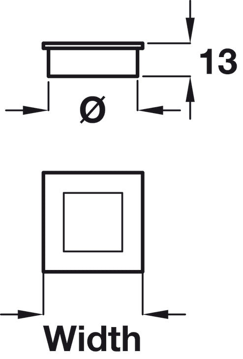 Inset Handle, Zinc alloy, for glue fixing, square