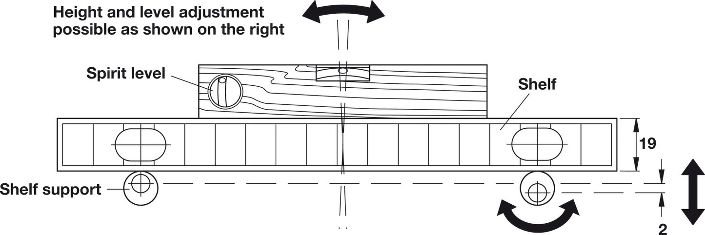 Shelf Support, 12 mm, Press-Fit Type