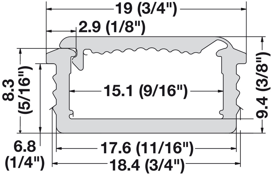 Polypropylene Profile, Recessed, Co-Extruded