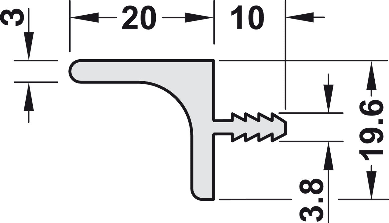 Shelf Profile, Aluminum, 2500 mm Length
