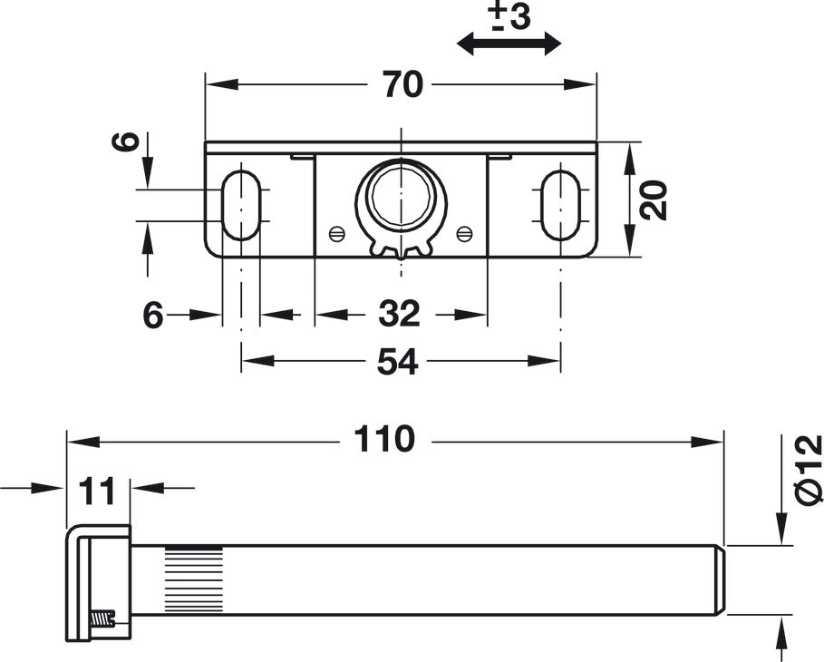 Shelf Support, with Screw-On Plate, Side, Height and Tilt Adjustment
