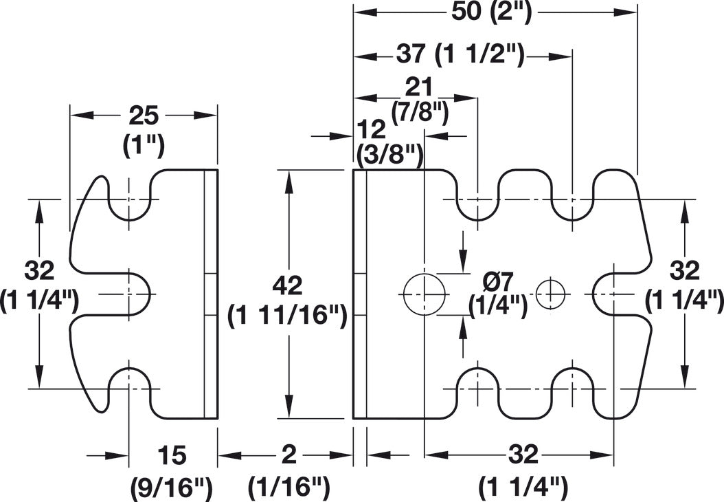 Universal Connecting Bracket, for 32 mm Series Holes
