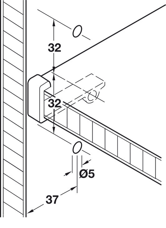 Plastic Shelf Retainer, Ø5 mm, for Shelf Thickness of 19 mm