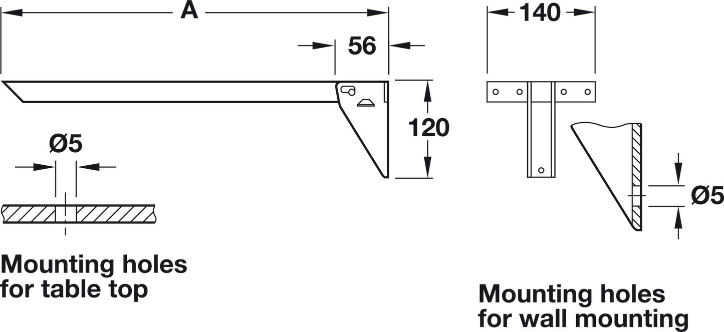 Folding Table Bracket, Tikla, Medium-Duty, Steel