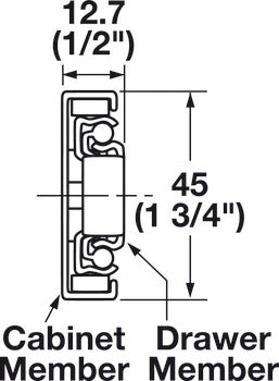304 Stainless Steel Side Mounted Slide, Full Extension, 64 - 92 lbs Weight Capacity