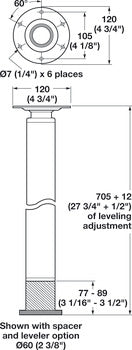 Ø60 mm, Adjustable KOYO Leg
