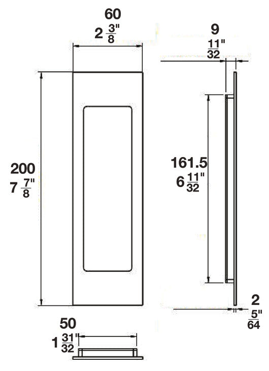 Sliding/Pocket Door Lock, Flush Pull Only