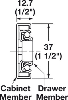 304 Stainless Steel Side Mounted Slide, Full Extension, 64 - 92 lbs Weight Capacity