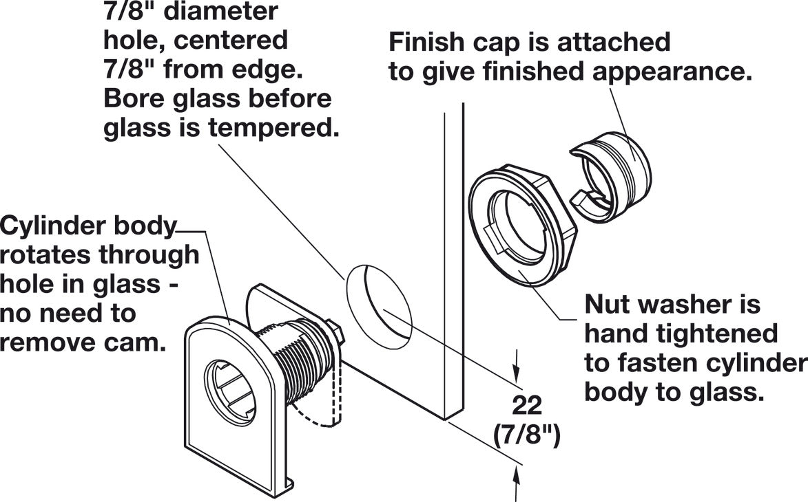 Glass Door Lock, Vertical Installation