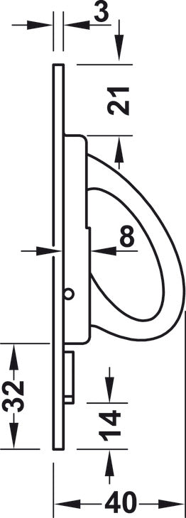 Front Drop Pocket Door Edge Pull, for Sliding Doors, without Lock Case