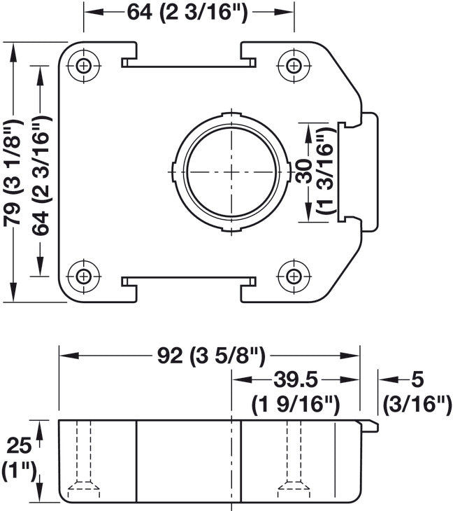 Mounting Plate, for HÃ¤fele AXILOâ„¢ 78 plinth system