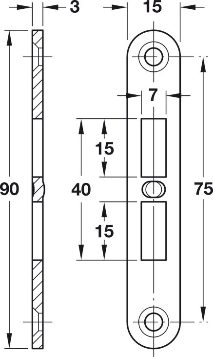 Striking Plate, for Giro-Bolt Lock