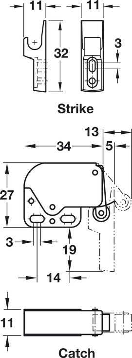 Mini-Latch Automatic Spring Catch, For Mini-Latch spring catch